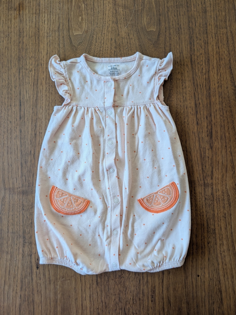 Carter's Baby Bubble Romper with Orange Slice Appliqués 24 Months 2T